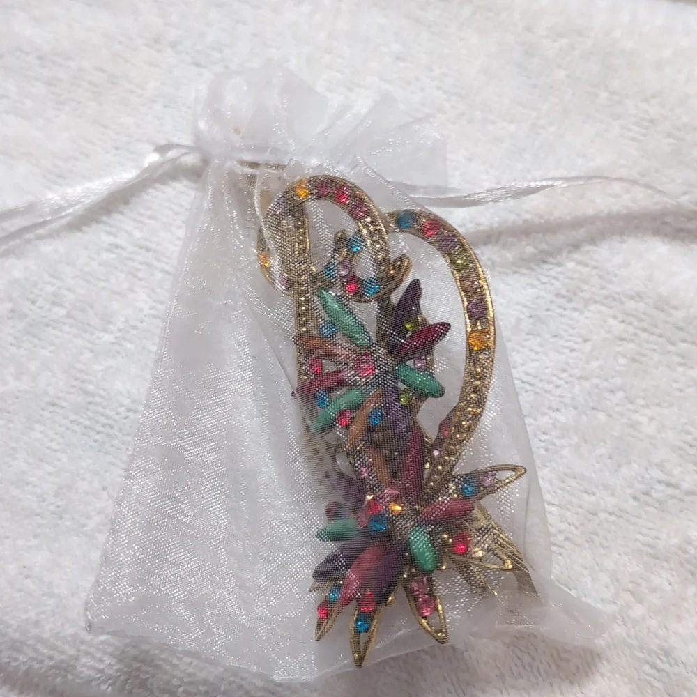Vintage Art Deco Style Large Flower Rhinestone Hair Clip